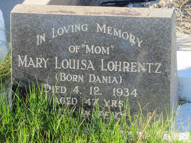 LOHRENTZ Mary Louisa nee DANIA -1934