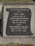 SIMPSON John Andrew 1942-1921 & Emily Ann 1843-1921