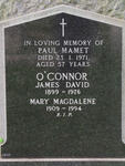 O'CONNOR James David 1899-1976 :: O'CONNOR Mary Magdalene 1909-1994 :: MAMET Paul -1971