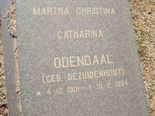 ODENDAAL Martha Christina Catharina geb. BEZUIDENHOUT 1901-1984