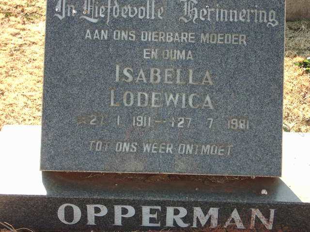 OPPERMAN Isabella Lodewica 1911-1981