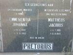 PRETORIUS Mattheus Jacobus 1895-1975 & Emerentia Johanna 1902-1962
