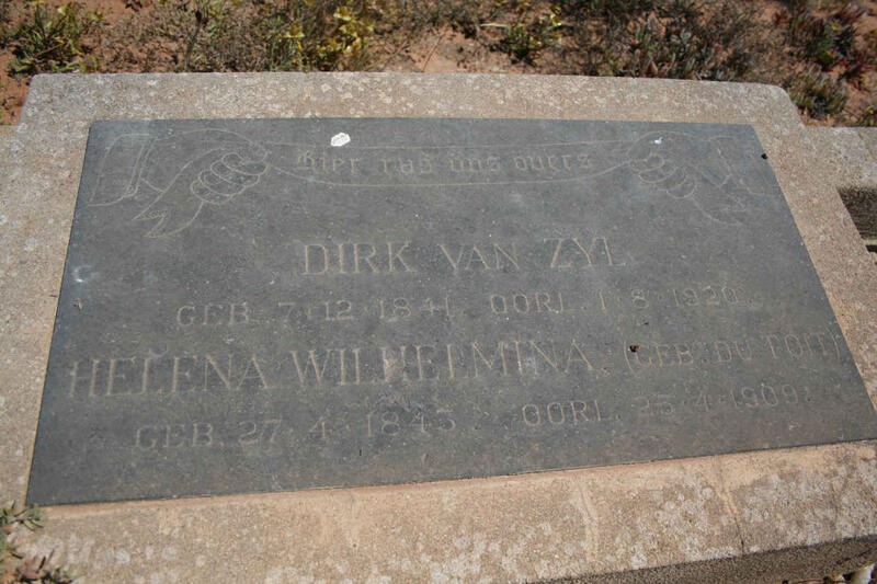 ZYL Dirk, van 1841-1920 & Helena Wilhelmina DU TOIT 1843-1909