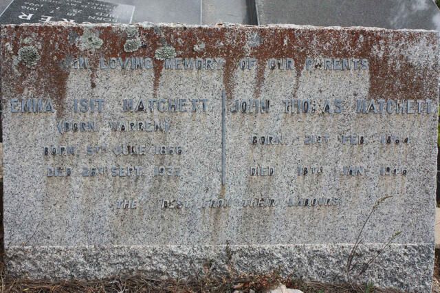 MATCHETT John Thomas 1864-1946 & Emma Issit WARREN 1866-1937