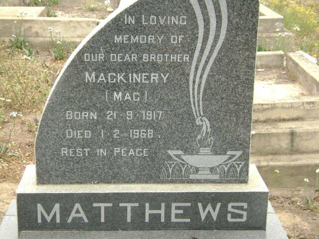 MATTHEWS Mackinery 1917-1968