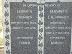 MOMMEN Leonard J. 1865-1945 & Elizabeth J. M. KEUN 1873-1943