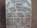 RENSBURG Lenie C., van nee MEYER 1893-1938