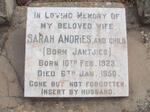 ANDRIES Sarah nee JANTJIES 1923-1950 ANDRIES Child