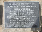 HEERDEN Bernard Gerald Gerry, van 1923-1998 & Jean Islay WARREN 1929-1997