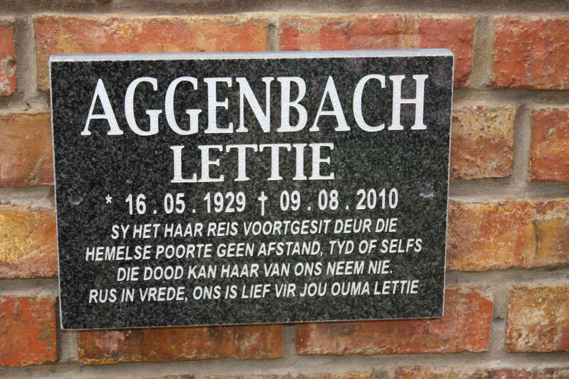 AGGENBACH Lettie 1929-2010