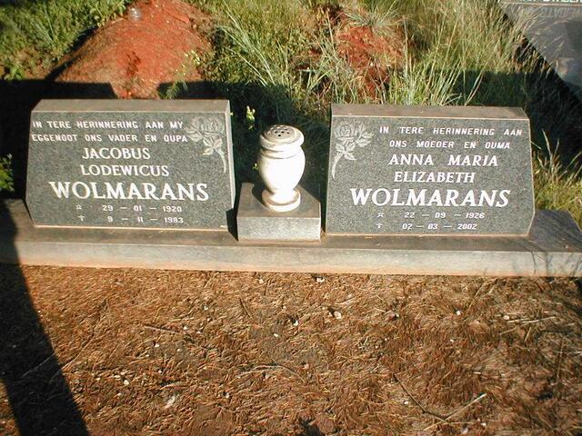 WOLMARANS Jacobus Lodewicus 1920-1983 & Anna Maria Elizabeth 1926-2002