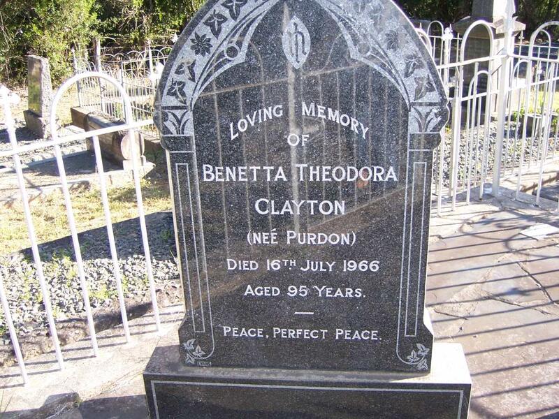 CLAYTON Benetta Theodora nee PURDON -1966