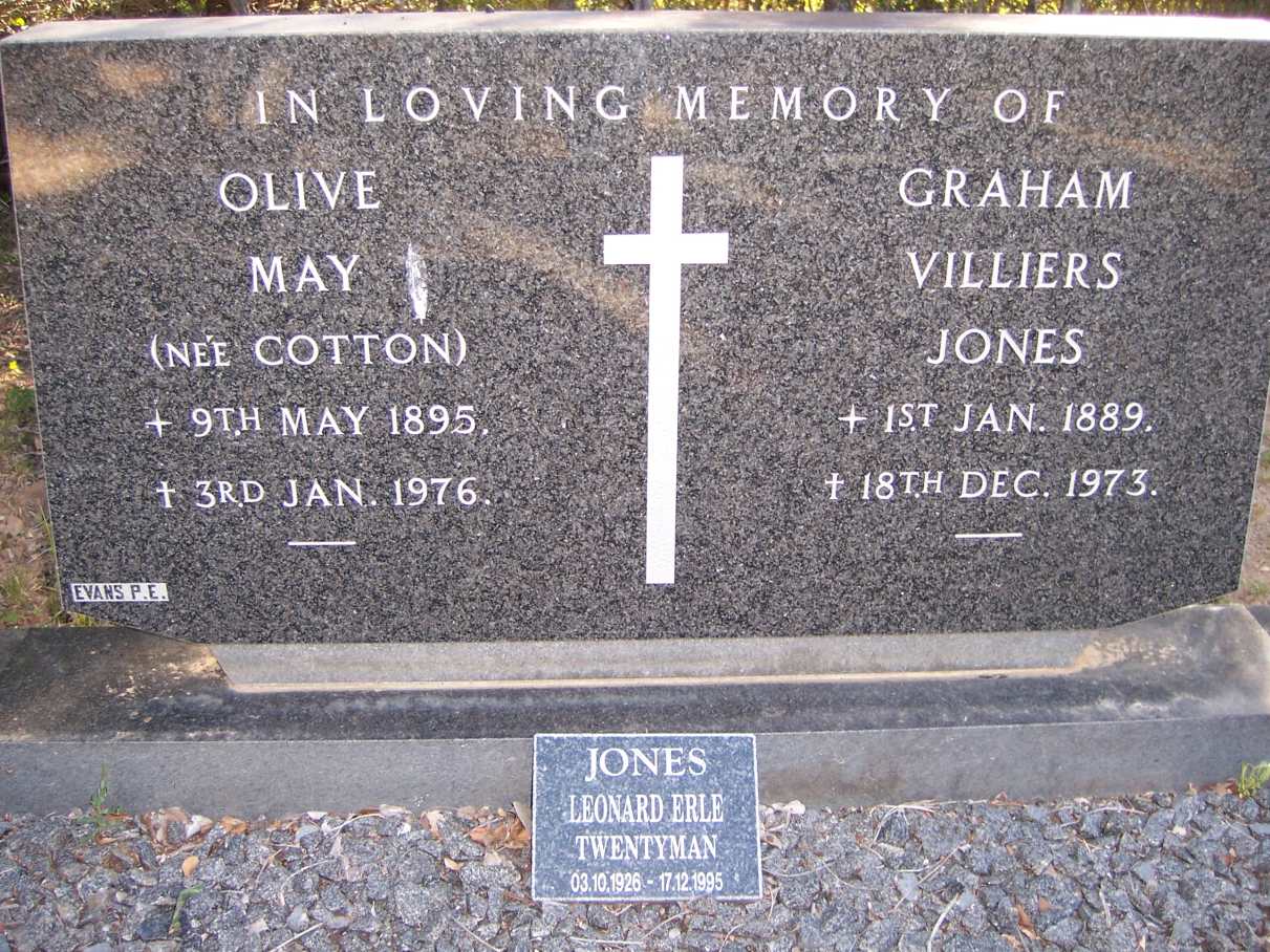 JONES Graham William 1889-1973 & Olive May COTTON 1895-1976 :: JONES Leonard Erle Twentyman 1926-1995