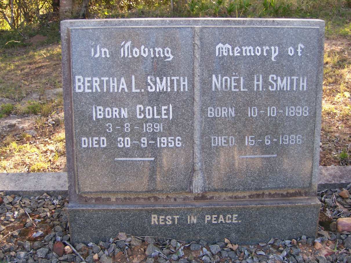 SMITH Noel H. 1898-1986 & Bertha L. COLE 1891-1956
