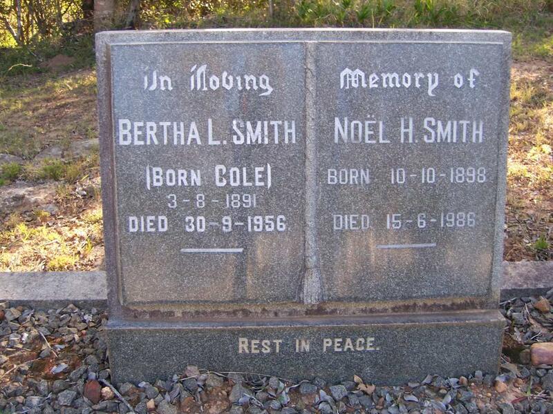 SMITH Noel H. 1898-1986 & Bertha L. COLE 1891-1956
