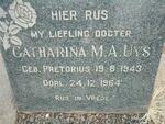 UYS Catharina M.A. nee PRETORIUS 1943-1964
