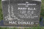 MACDONALD Mary Ella 1929-2004