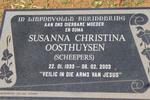 OOSTHUYSEN Susanna Christina nee SCHEEPERS 1933-2003