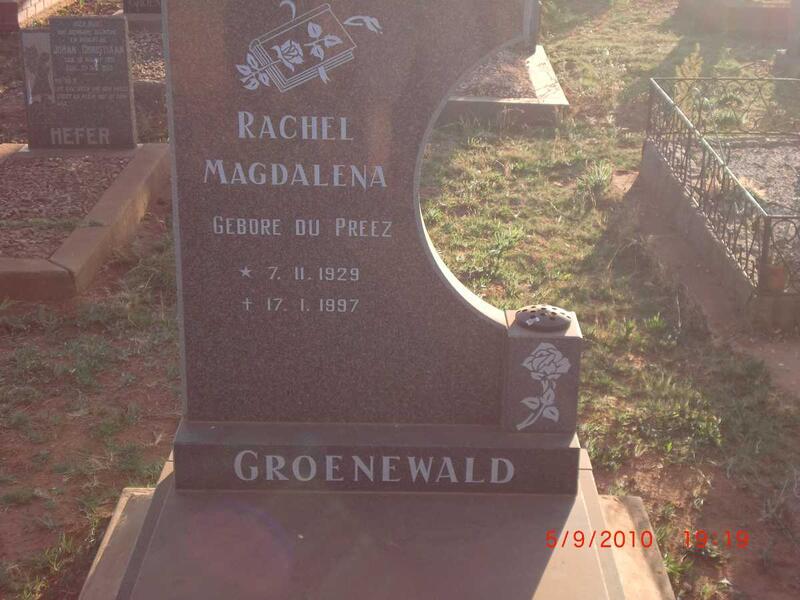 GROENEWALD Rachel Magdalena nee DU PREEZ 1929-1997