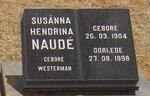 NAUDÉ Susanna Hendrina nee WESTERMAN 1904-1998