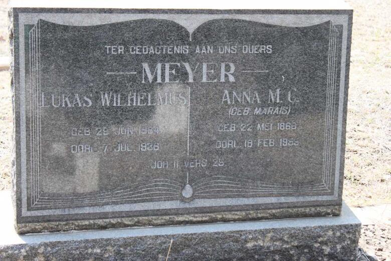 MEYER Lukas Wilhelmus 1864-1936 & Anna M.C. MARAIS 1866-1955