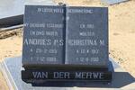 MERWE Andries P.S., van der  1915-1989 & Christina M. 1913-2001