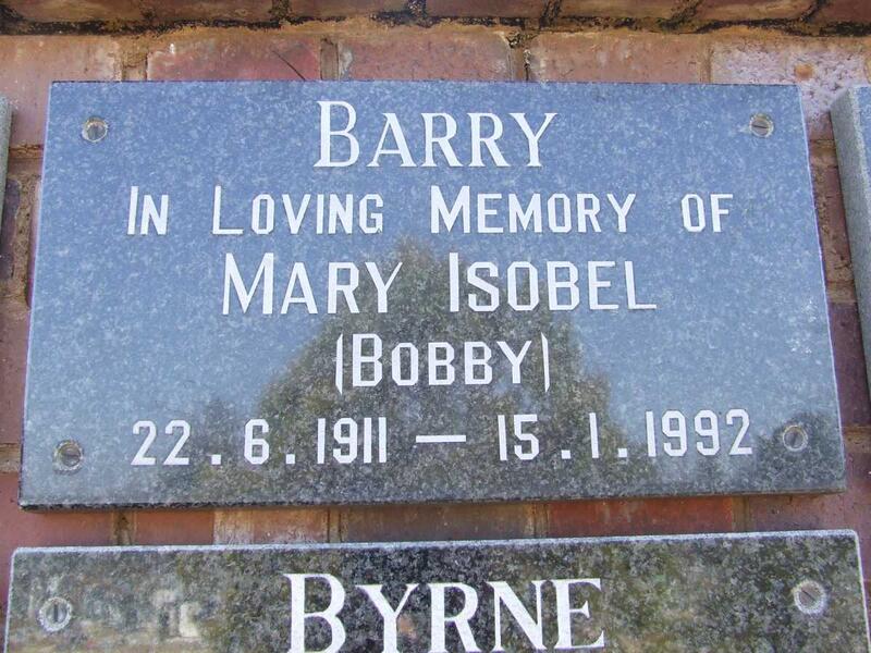 BARRY Mary Isobel 1911-1992