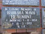 BEAUMONT Barbara Mavis nee MANTHE 1934-1993