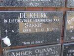 KLERK Sakkie, de 1928-1996