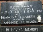 WHITE George Percy 1911-1980 & Francina Elizabeth FRANCIS 1923-2009