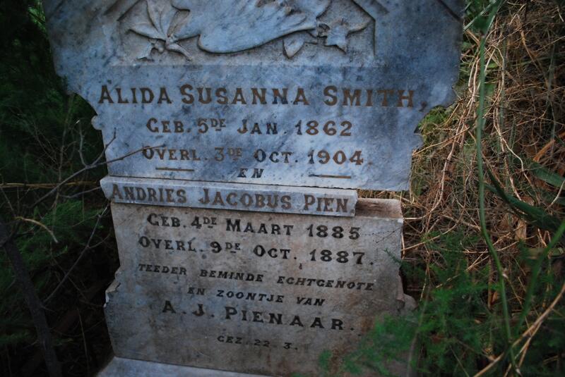 SMITH Alida Susanna 1862-1904 :: PIENAAR Andries Jacobus 1885-1887