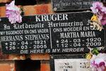 KRUGER Hermanus Stephanus 1921-2005 & Martha Maria 1920-2009