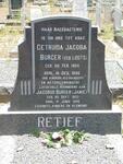 RETIEF Gertruida Jacoba voorheen BURGER nee LOOTS 1905-1996 :: BURGER Jacobus 1933-1995
