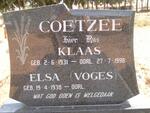 COETZEE Klaas 1931-1998 & Elsa VOGES 1938-