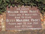 PAGET  William Denis -2001 & Betty Marjorie -2001