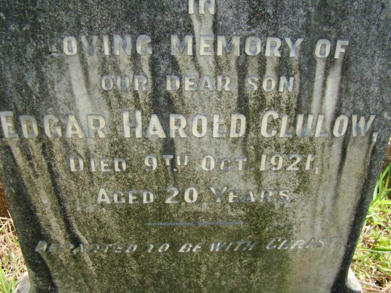 CLULOW Edgar Harold -1921