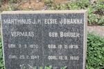 VERMAAS Marthinus J.H. 1870-1947 & Elsie Johanna BURGER 1876-1960