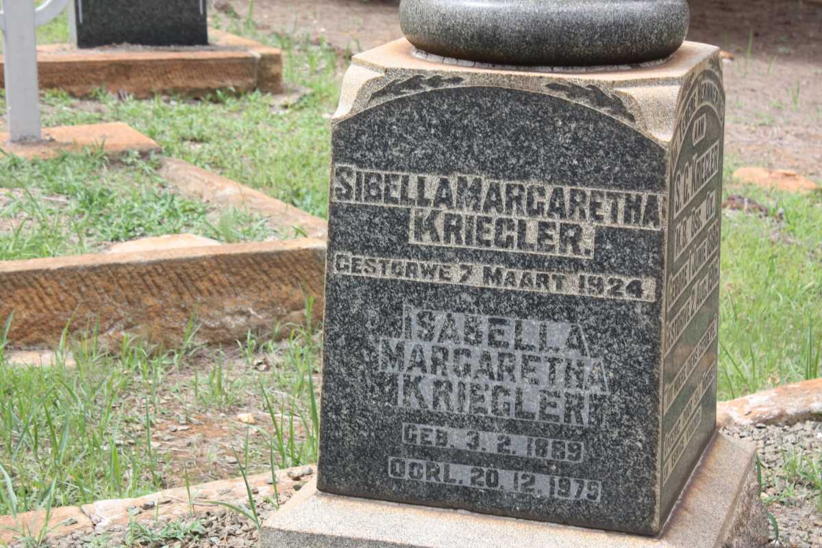KRIEGLER S.G. 1886-1916 :: KRIEGLER Sibella Margaretha -1924 :: KRIEGLER Isabella Margaretha 1889-1975