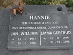 HANNIE Jan William 1937-2006 & Emma Gertrud 1939-2006