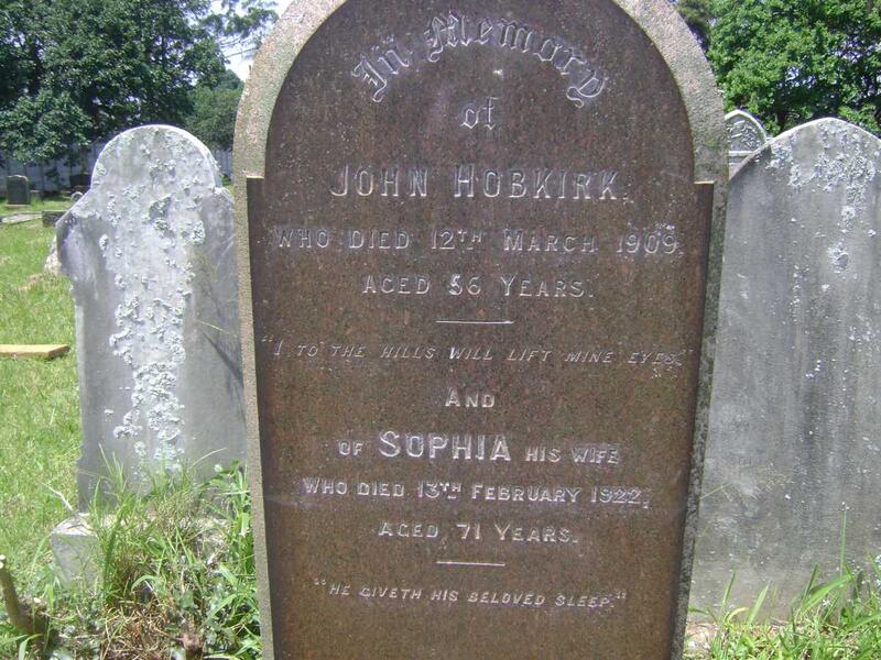 HOBKIRK John -1909 & Sophia -1922