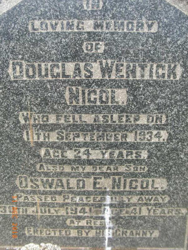 NICOL Douglas Wentick -1934 :: NICOL Oswald E. -1941