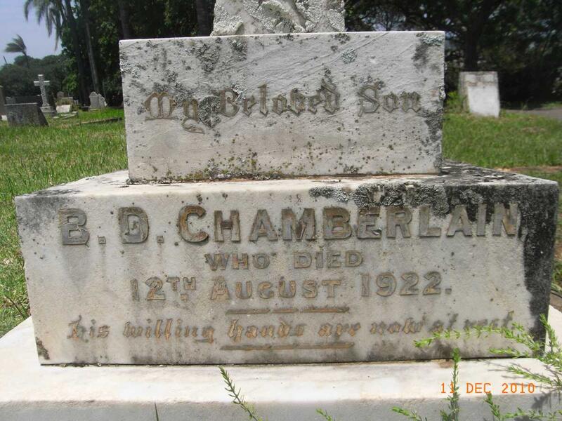 CHAMBERLAIN B.D. -1922