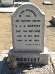MOSTERT H.J.A. nee VON WIELLIGH 1862-1960