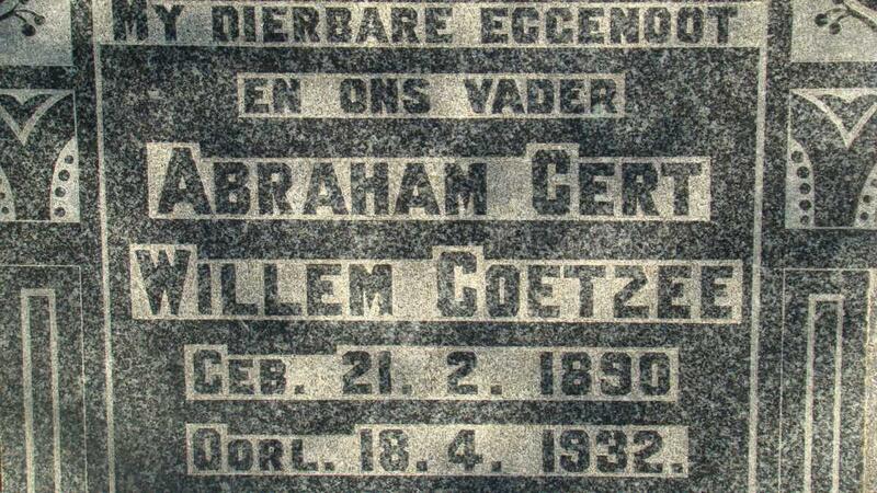 COETZEE Abraham Gert Willem 1890-1932