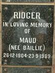 RIDGER Maud nee BAILLIE 1904-1989