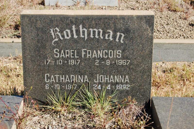 ROTHMAN Sarel Francois 1917-1967 & Catharina Johanna 1917-1992