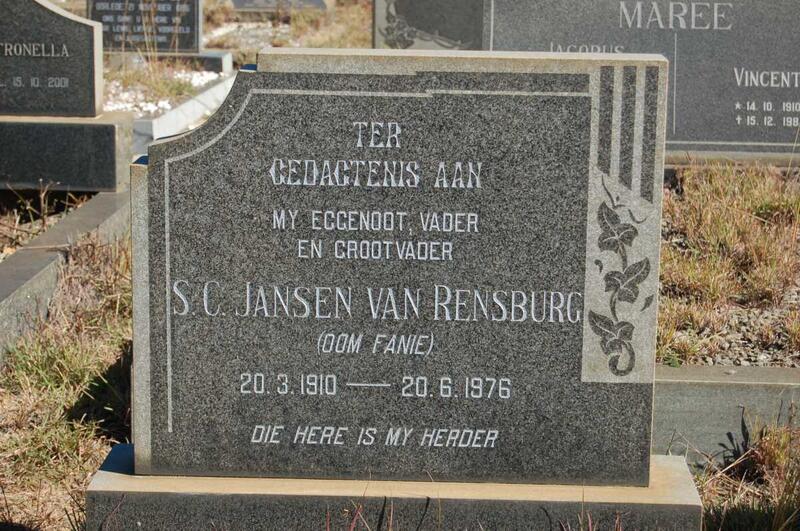 RENSBURG S.C., Jansen van 1910-1976