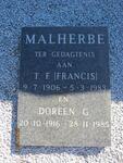 MALHERBE T.F. 1906-1983 & Doreen G. 1916-1985