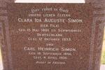 SIMON Carl Heinrich 1856-1936 & Clara Ida Auguste FILZ 1861-1933