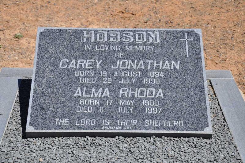 HOBSON Carey Jonathan 1894-1990 & Alma Rhoda 1990-1997